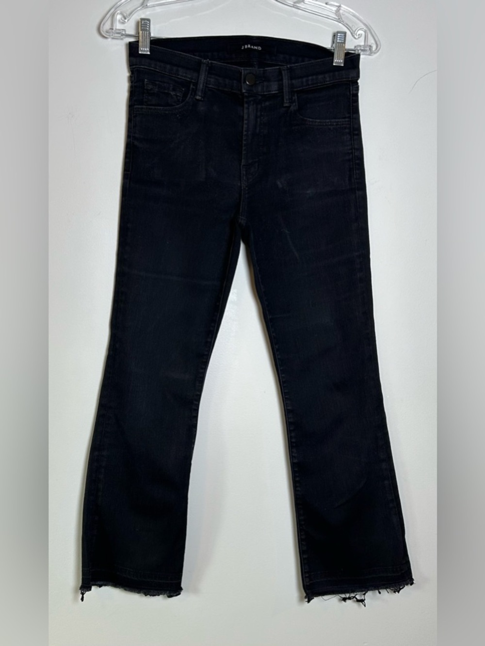 J Brand Selena bootcut jeans size 27 dark Washed High-Rise stretch denim raw hem